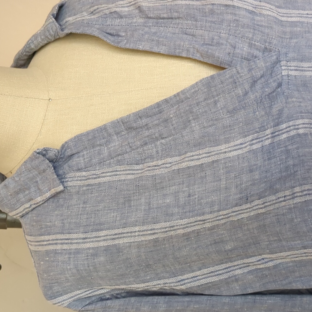 100% linen shirt, 3/4 length sleeves, Beachy,  Coastal Grandma - Picture 4 of 5